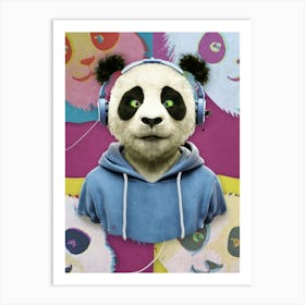 Panda Bear With Headphones 4 Art Print