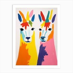 Colourful Kids Animal Art Llama 3 Art Print