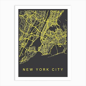 New York City Map Neon Art Print