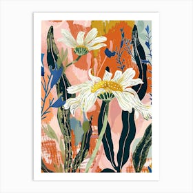 Colourful Flower Illustration Oxeye Daisy 3 Art Print