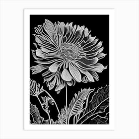 Calendula Leaf Linocut 2 Art Print