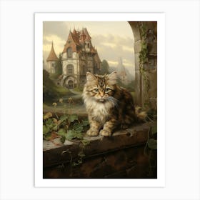 Cat & A Castle Rococo Style 2 Art Print