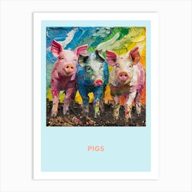 Pigs In The Mood Textured Collage Poster Art Print