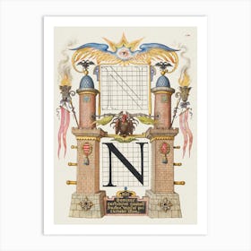 Guide For Constructing The Letter N From Mira Calligraphiae Monumenta, Joris Hoefnagel Art Print