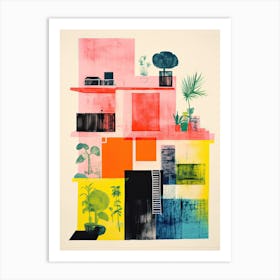 A House In Barcelona, Abstract Risograph Style 6 Art Print