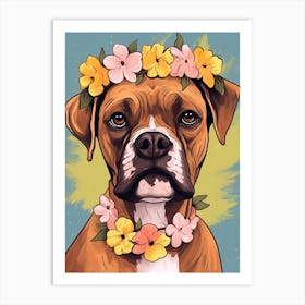 Boxer Portrait With A Flower Crown, Matisse Painting Style 7 Art Print
