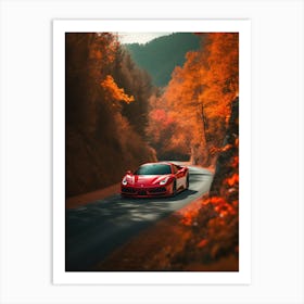 Red Ferrari Racing Car Art Print