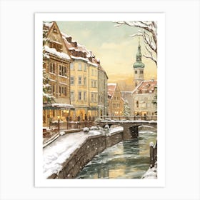 Vintage Winter Illustration Munich Germany 6 Art Print