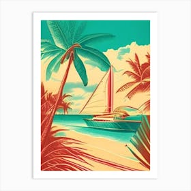 Bahamas Beach Vintage Sketch Tropical Destination Art Print