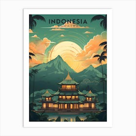 Indonesia Sumatra Retro Travel Art Print