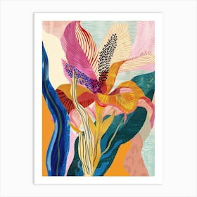 Colourful Flower Illustration Celosia 2 Art Print