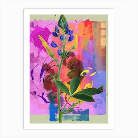 Bluebonnet 4 Neon Flower Collage Art Print