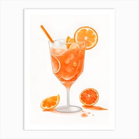 Aperol With Ice And Orange Watercolor Vertical Composition 48 Art Print