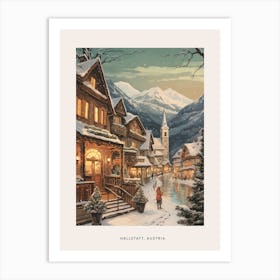 Vintage Winter Poster Hallstatt Austria 3 Art Print