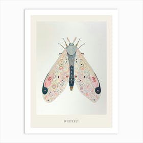 Colourful Insect Illustration Whitefly 19 Poster Art Print