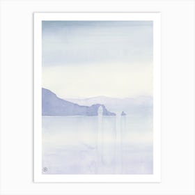 Violet Sea Arch watercolor painting minimal minimalist purple still life sea seascape vertical light lavender living room bedroom Art Print