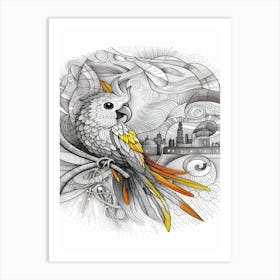 Chewy Doodle Parrot Art Print