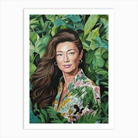 Floral Handpainted Portrait Of Michelle Yeoh 4 Art Print