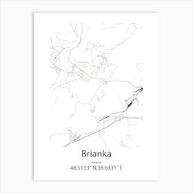 Brianka,Ukraine Minimalist Map Art Print