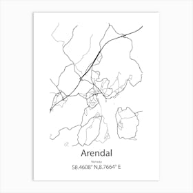 Arendal,Norway Minimalist Map Art Print