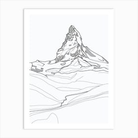 Matterhorn Switzerland Italy Line Drawing 5 Art Print