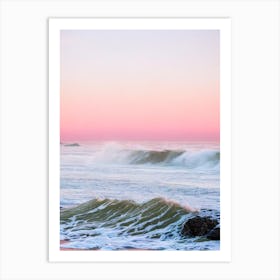 Bamburgh Beach, Northumberland Pink Photography 2 Art Print
