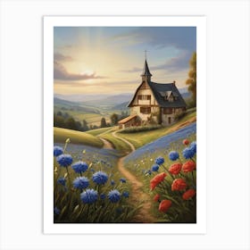 House In The Meadow Landscape Painting Art Print