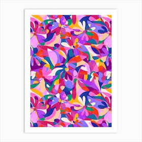 Abstract Flowers - Pink Multi Art Print