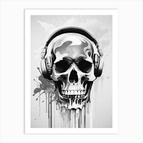 Skull With Headphones 88 Art Print