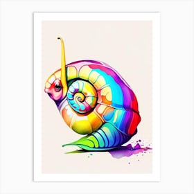 Full Body Snail Watercolur  Pop Art Art Print