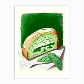 Spinach And Feta Bread Bakery Product Retro Drawing Art Print