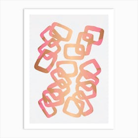 Gold Pink Rectangle Chain Art Print