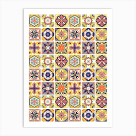 Azulejo - vector tiles, Portuguese tiles, Mexican Tile Pattern 2 Art Print