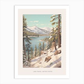 Vintage Winter Poster Lake Tahoe Usa 1 Art Print