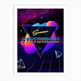 Neon synthwave horizon #1 [synthwave/vaporwave/cyberpunk] — aesthetic retrowave neon poster Art Print