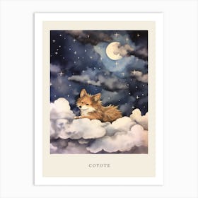 Coyote 2 Sleeping In The Clouds Nursery Poster Art Print
