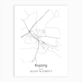 Koping,Sweden Minimalist Map Art Print