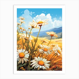 Daisy Wildflower, Blowing In The Wind, South Western Style (1) Art Print