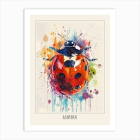 Ladybug Colourful Watercolour 4 Poster Art Print