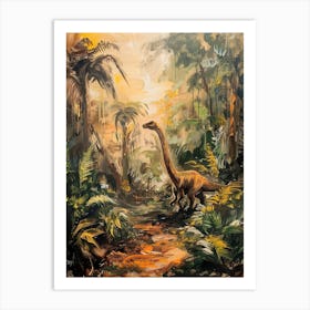 Dinosaur In A Tropical Jungle Painting Art Print