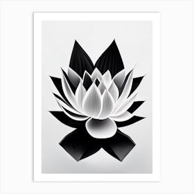 American Lotus Black And White Geometric 2 Art Print