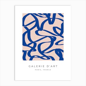 Mid Century Modern Abstract Lines Blue Art Print