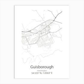 Guisborough,United Kingdom Minimalist Map Art Print