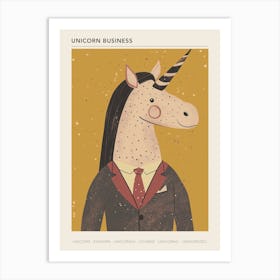 Unicorn In A Suit & Tie Mustard Muted Pastels 4 Poster Art Print