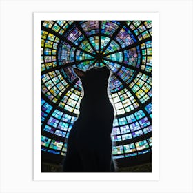 Cat In Front Of Stained Glass Window 3 Art Print