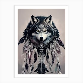 Wolf With Feathers 4 Art Print