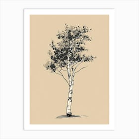 Birch Tree Minimalistic Drawing 1 Art Print