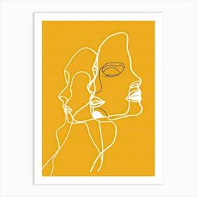 Simplicity Lines Woman Abstract In Yellow 5 Art Print