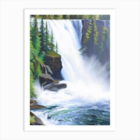 The Lower Falls Of The Lewis River, United States Peaceful Oil Art  Art Print