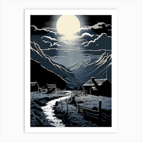 Moonlight In The Mountains Art Print